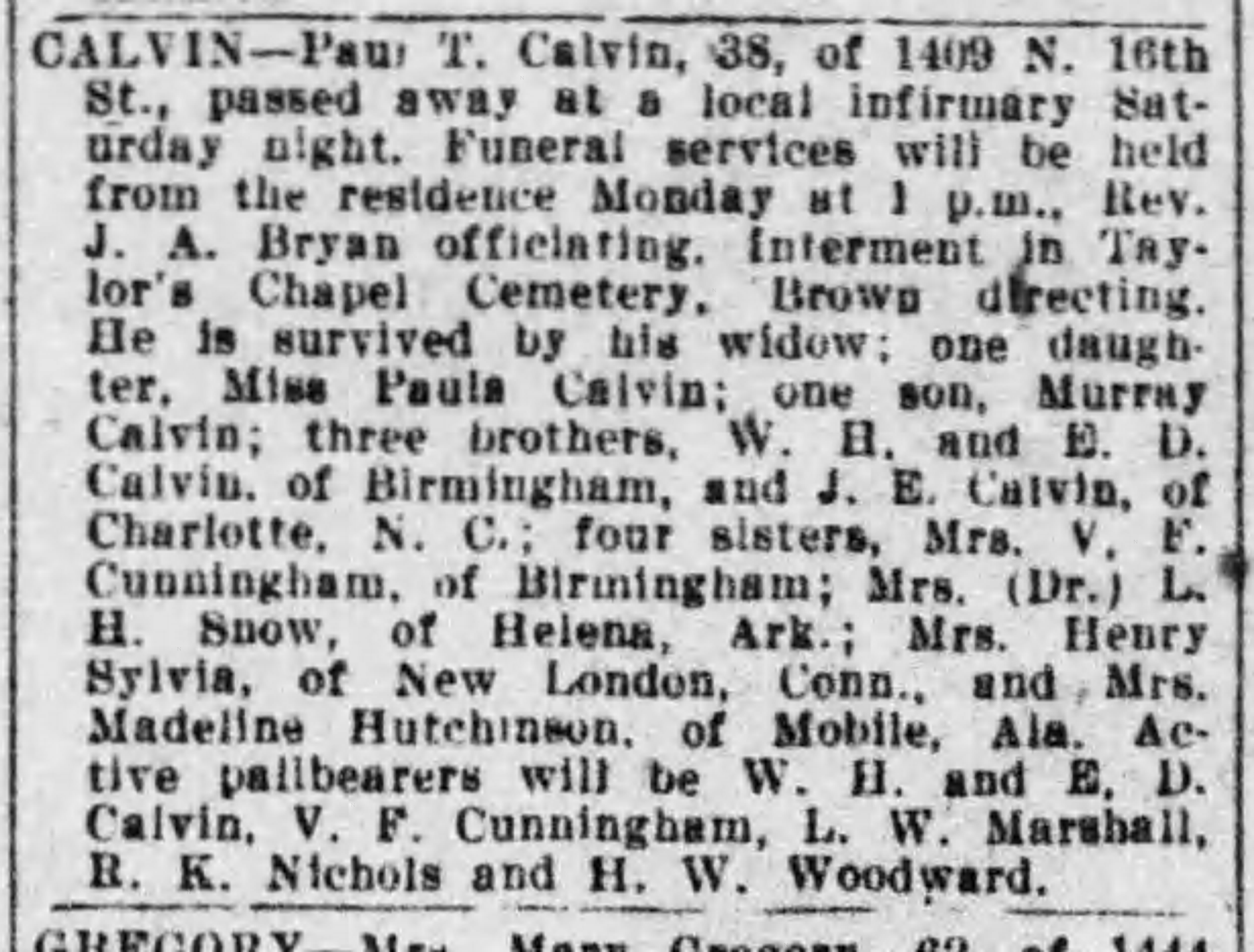 Paul T. Calvin obituary